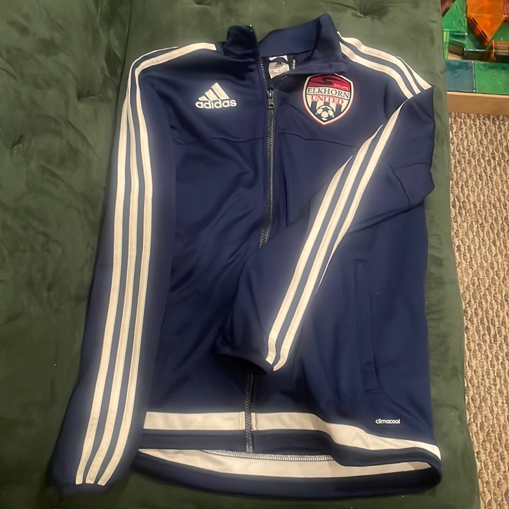 Elk horn United Adidas jacket navy blue with white stripes